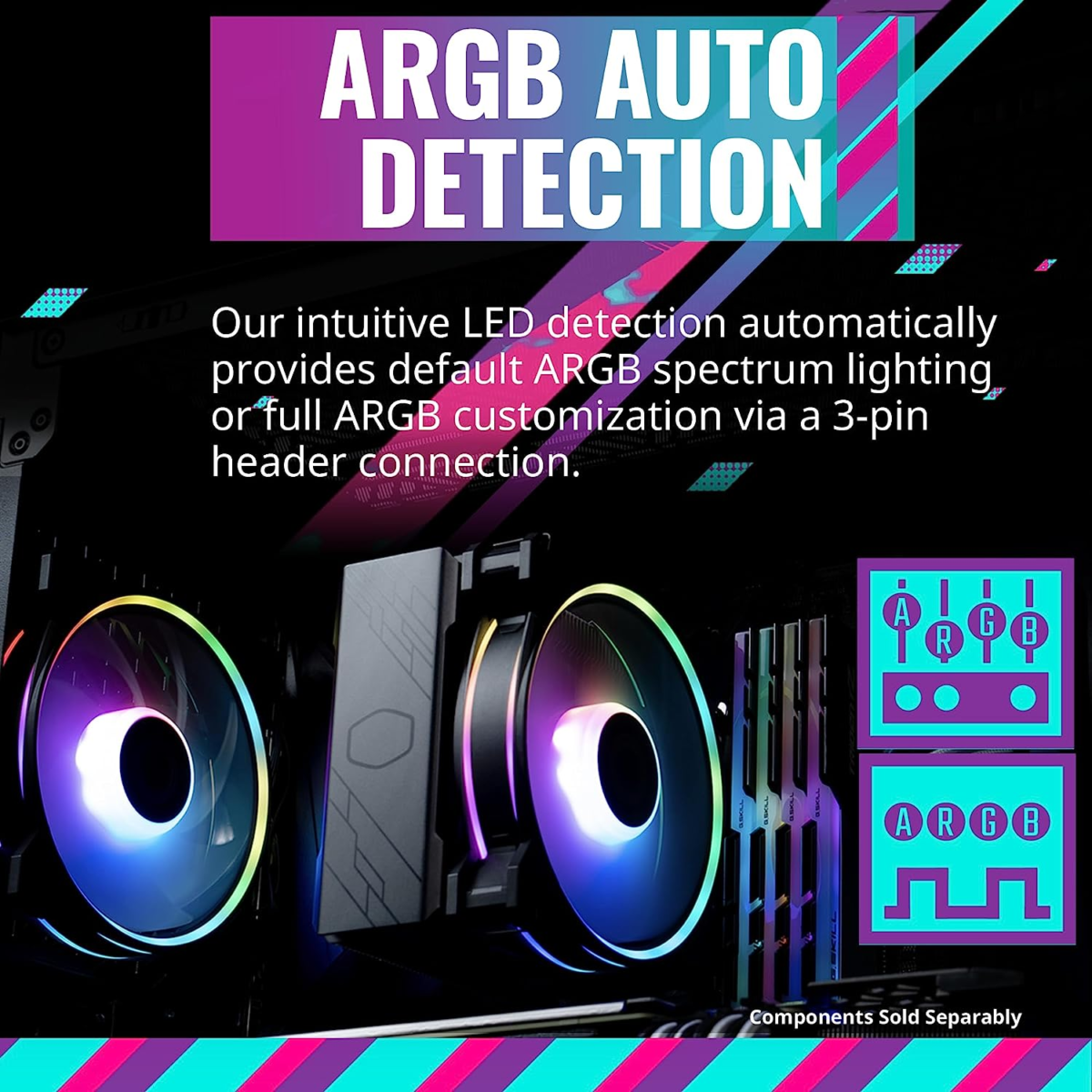 Hyper 212 Halo Black CPU Air Cooler, 120 Halo² PWM Fan, Dual Loop ARGB, Aluminum Top Cover, 4 Copper Heat Pipes, 154Mm Tall, AMD Ryzen AM5|AM4, Intel LGA 1851|1700|1200 Brackets - Image 2