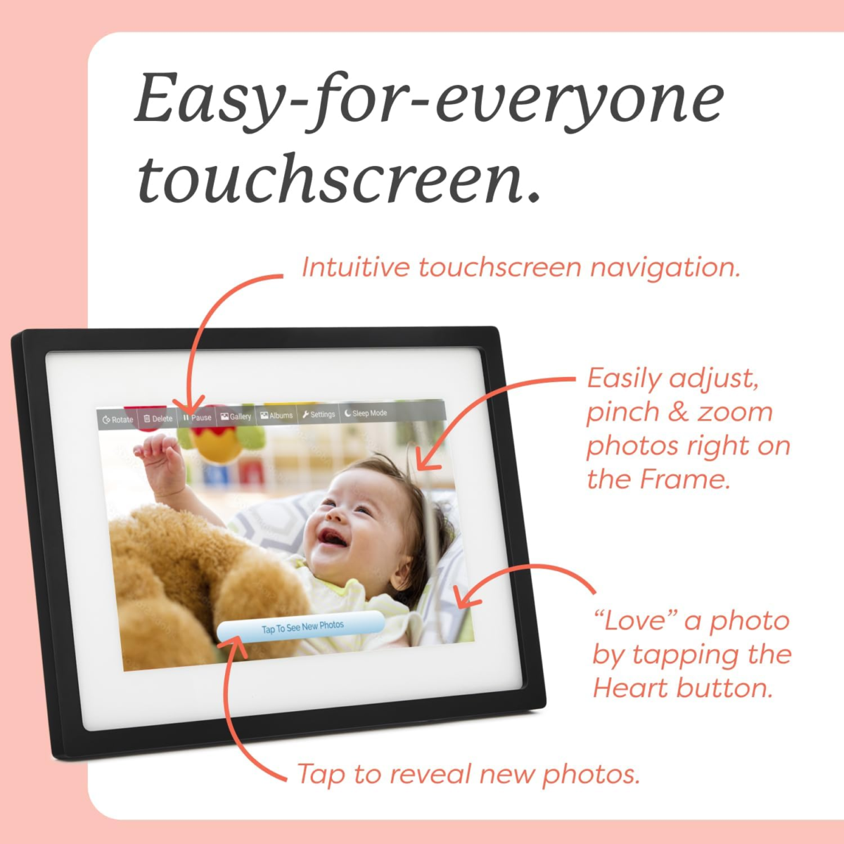 Digital Picture Frame - Wifi Enabled with Load from Phone Capability, Touch Screen Digital Photo Frame Display - Customizable Gift for Friends and Family - 10 Inch Black - Image 7