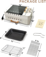 Indoor Smokeless Electric Grill for Kabob Skewers -  Indoor Tabletop BBQ Grill Smokeless Auto 360° Rotating Rotisserie.Indoor Barbecue with Removable Grill Pan,Grill Grate & Lid,Dual Zone Cooking - Image 6
