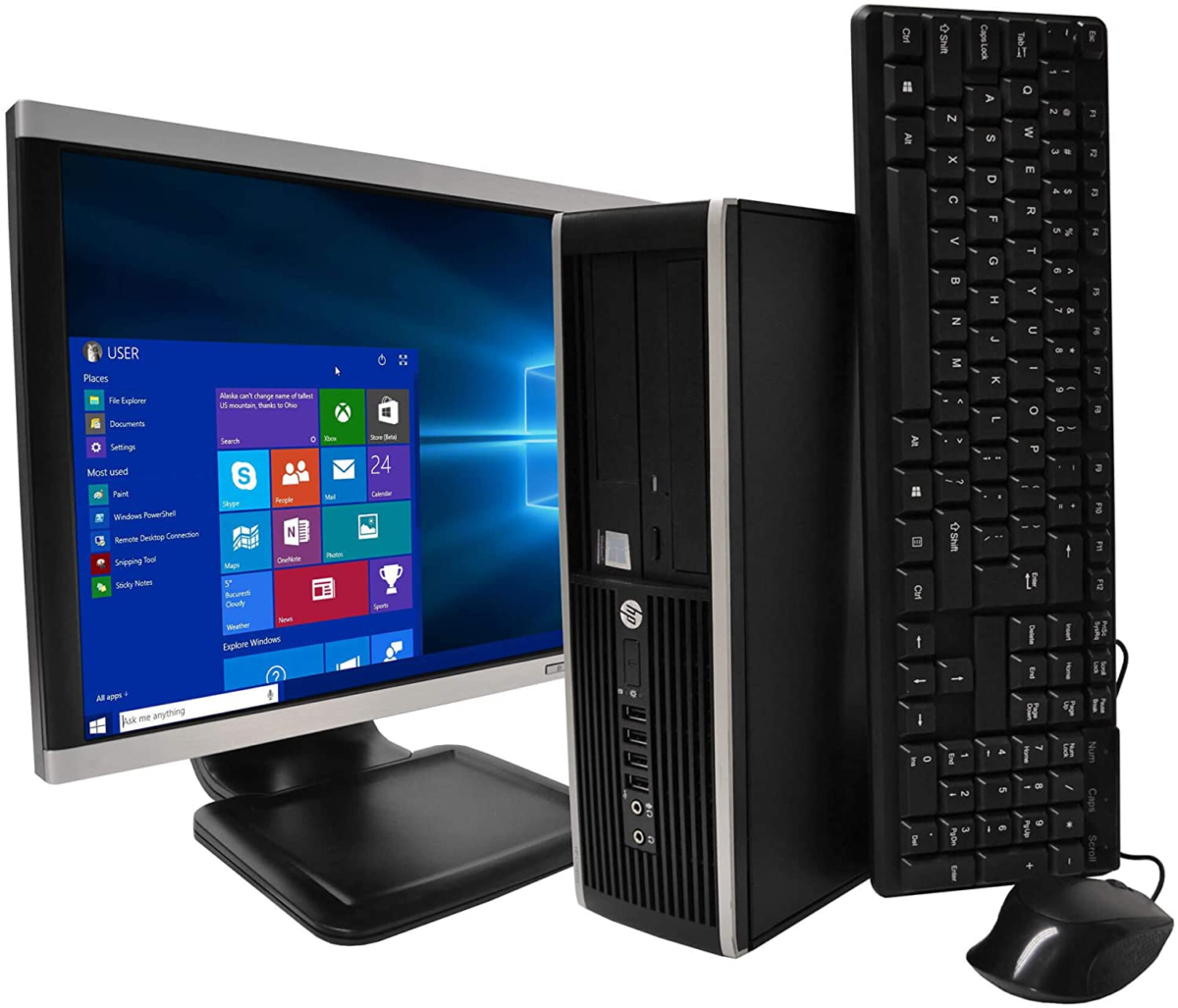 HP Elite Desktop PC Computer Intel Core I5 3.1-Ghz, 8 Gb Ram, 1 TB Hard Drive, DVDRW, 19 Inch LCD Monitor, Keyboard, Mouse, Wireless Wifi, Windows 10 (Renewed) - Image 1