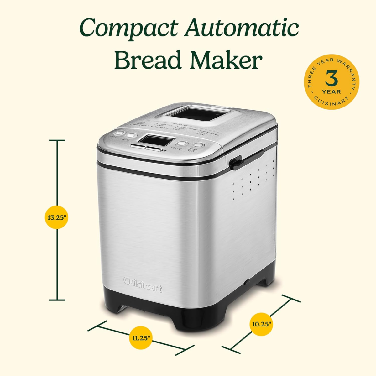 Bread Maker Machine, Compact and Automatic, Customizable Settings, up to 2Lb Loaves, CBK-110P1, Silver,Black - Image 5