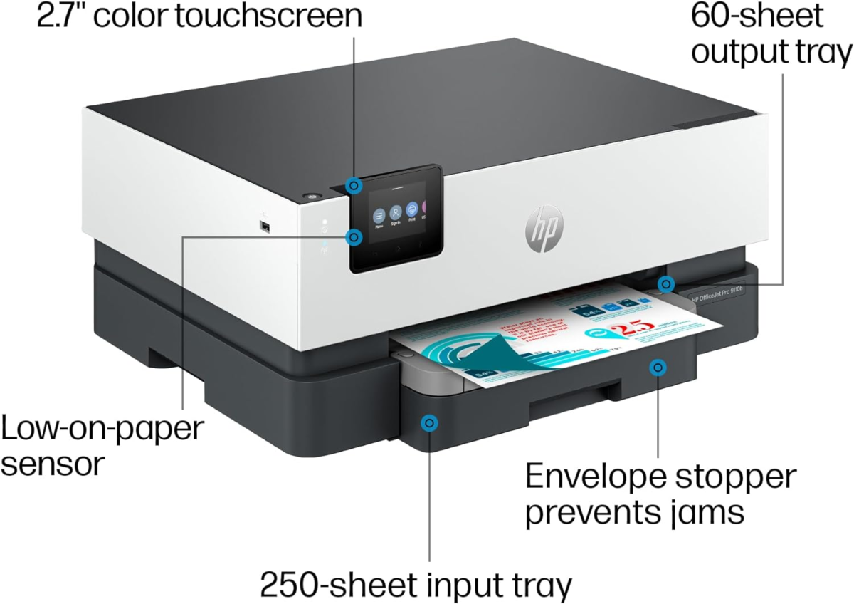 Officejet Pro 9110B Wireless Color Inkjet Printer, Print, Duplex Printing Best-For-Office (5A0S1A) - Image 4