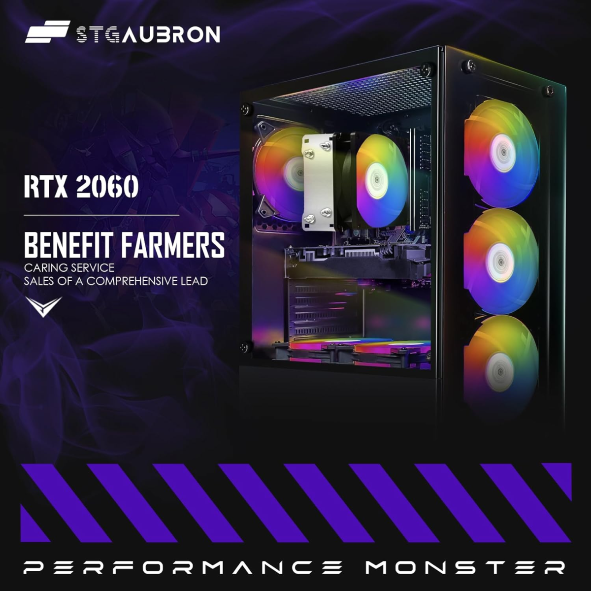 Gaming PC Computer Desktop, Geforce RTX 2060 6G GDDR6, AMD Ryzen 5 PRO 2600 up to 3.9G, 16G DDR4, 512G SSD, 600M Wifi, BT 5.0, RGB Fan X 6, RGB Mouse Pad, Windows 11 Home - Image 2