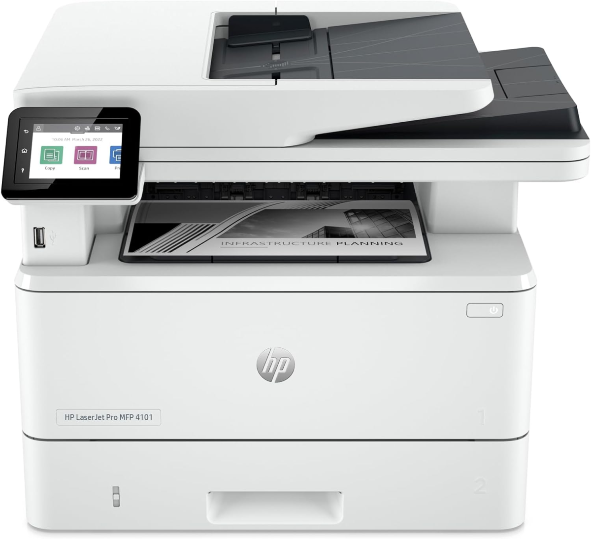 Laserjet Pro MFP 4101Fdw Wireless Black & White All-In-One Laser Printer, Scanner, Copier, Fax, Best-For-Office (2Z619F) - Image 1