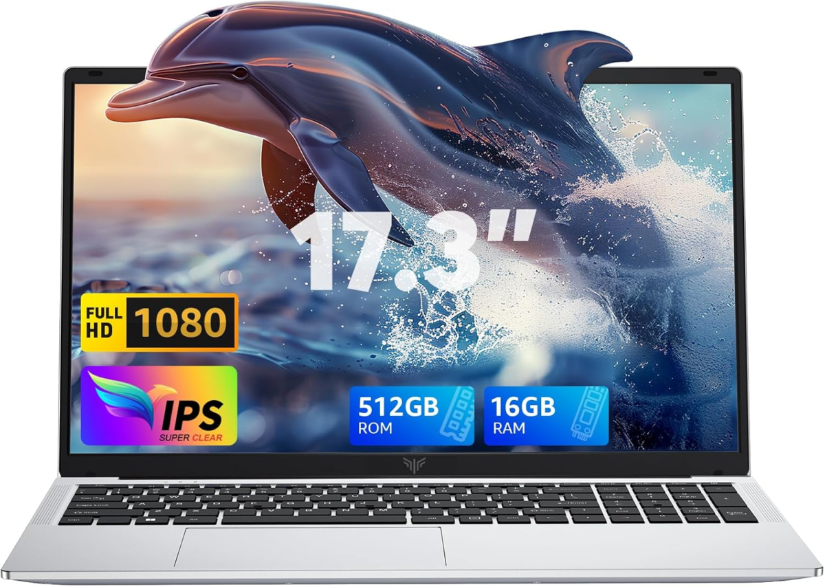 2024 Newest 17.3Inch Laptop,Fhd Display Laptop with Quad Core-12Th Alder Lake N97(Up to 3.6Ghz), 6000Mah Battery,16Gb RAM 512GB ROM Business Laptop Computer. - Image 1