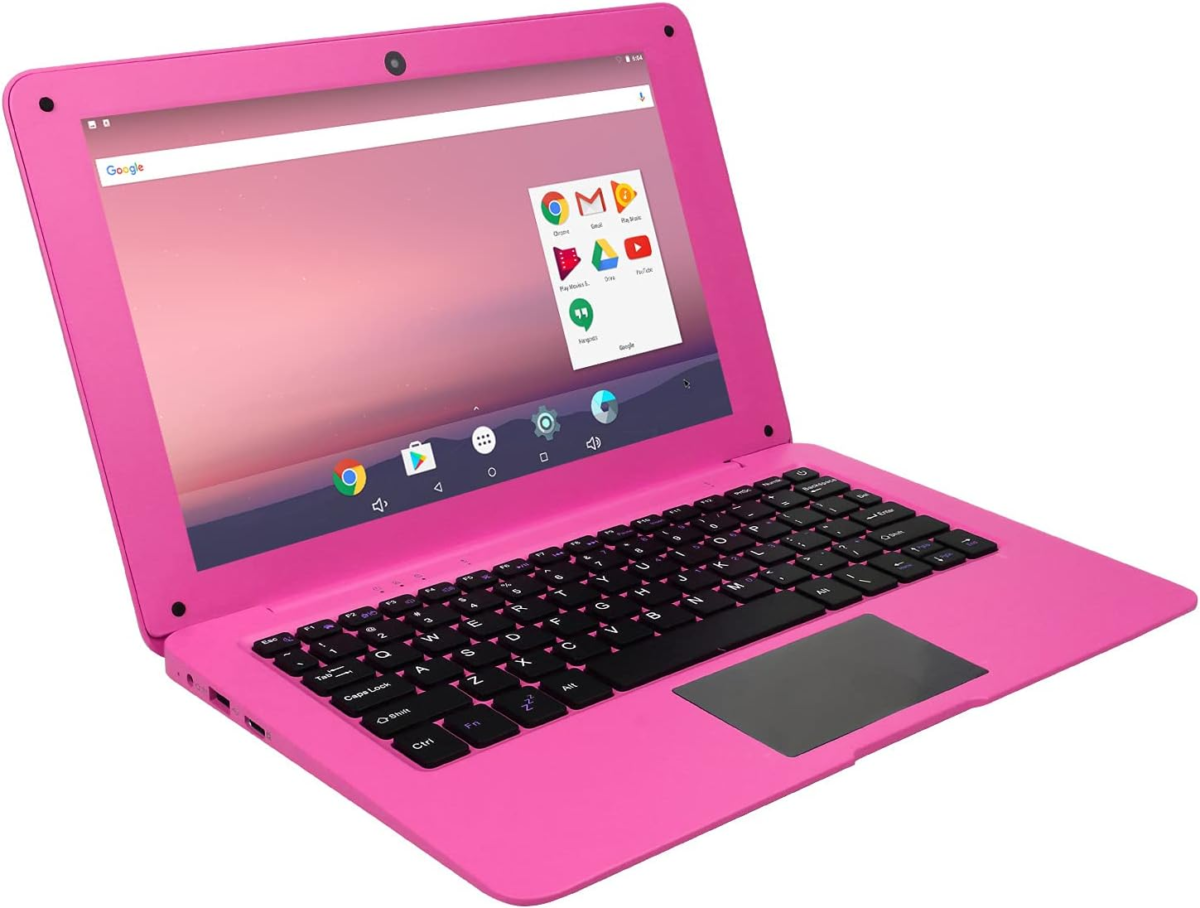 Kids Portable Laptop Computer, Educational Laptop Powered by Android 7.1.1, Quad Core Processor, HDMI, Camera, Bluetooth, Wifi (Pink) - Image 1